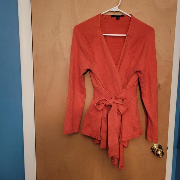 Chadwicks Sweaters - Chadwicks Orange Front Tie Knit Cardigan - size medium